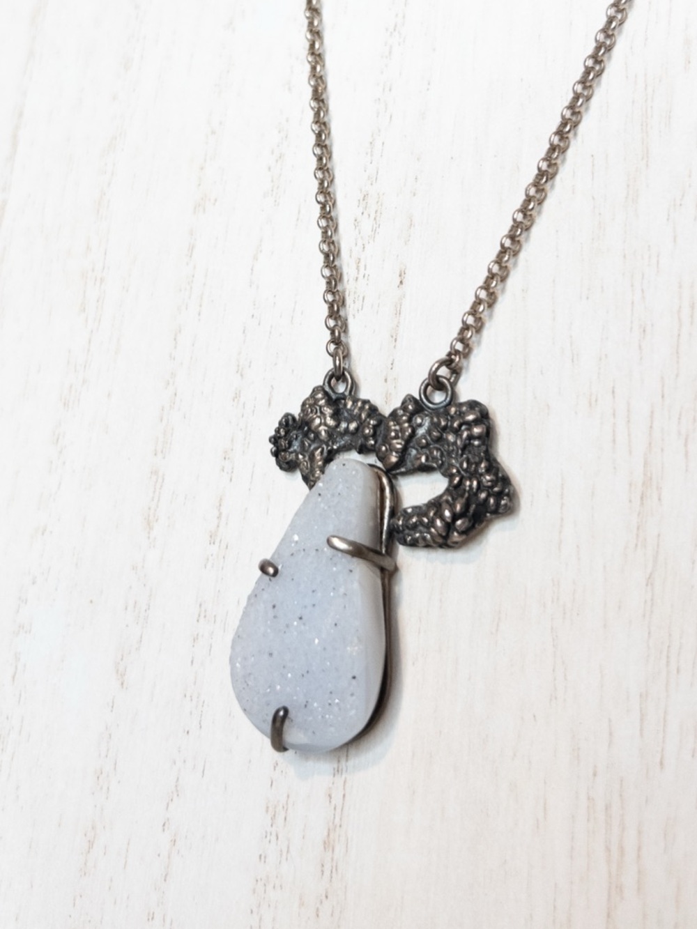 Handmade Sterling Silver Druzy Necklace Mulberry Accent Artisan